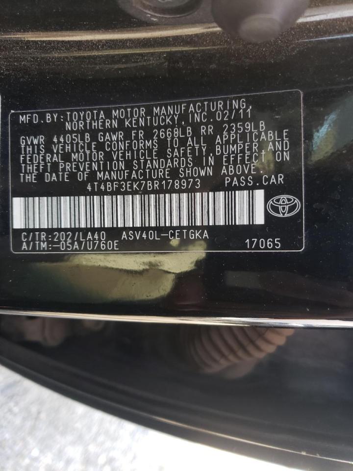 Photo 10 from auction – 2011 TOYOTA CAMRY BASE with VIN 4T4BF3EK7BR178973