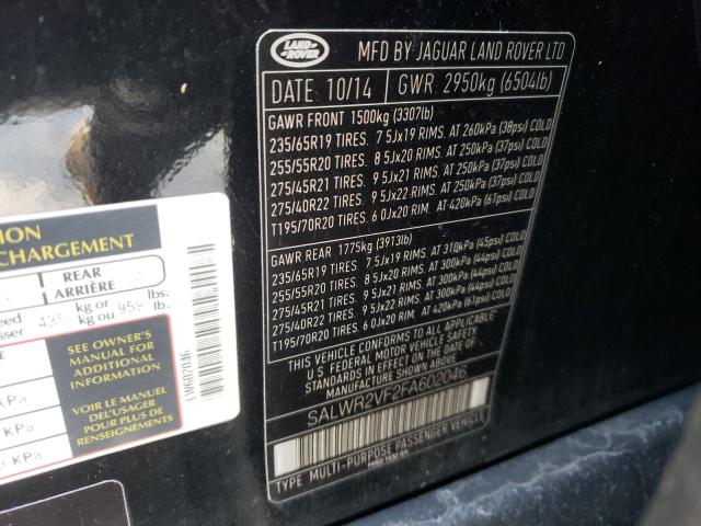 Photo 10 from auction – 2015 LAND ROVER RANGE ROVE with VIN SALWR2VF2FA602046