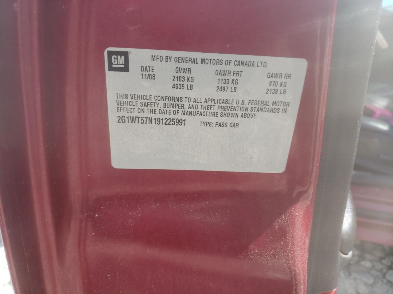 Photo 10 from auction – 2009 CHEVROLET IMPALA 1LT with VIN 2G1WT57N191225991