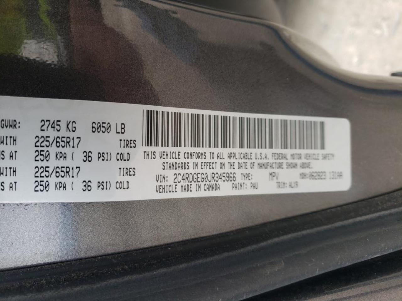 Photo 10 from auction – 2018 DODGE GRAND CARA with VIN 2C4RDGEG0JR345966