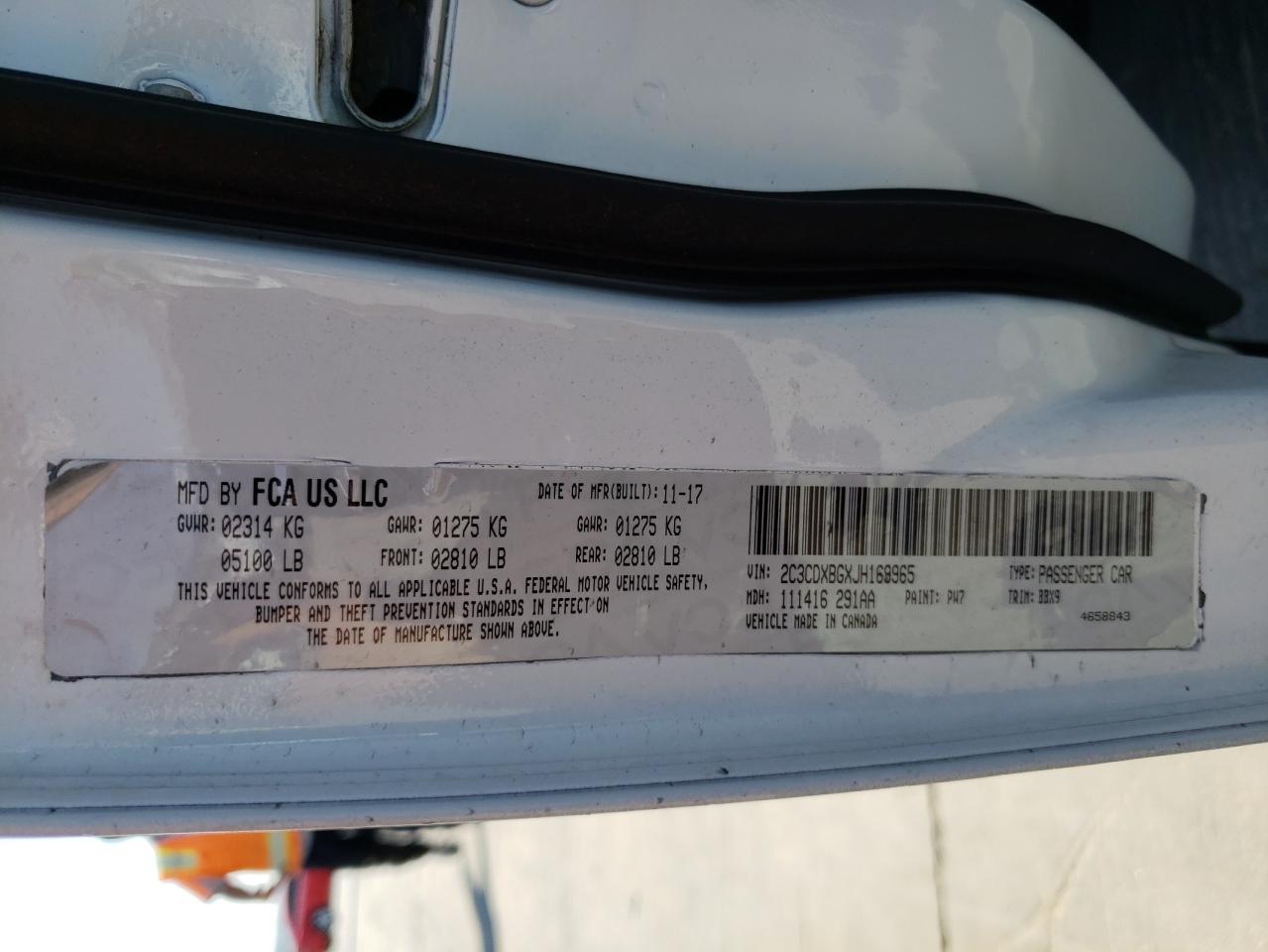 Photo 10 from auction – 2018 DODGE CHARGER SX with VIN 2C3CDXBGXJH169965
