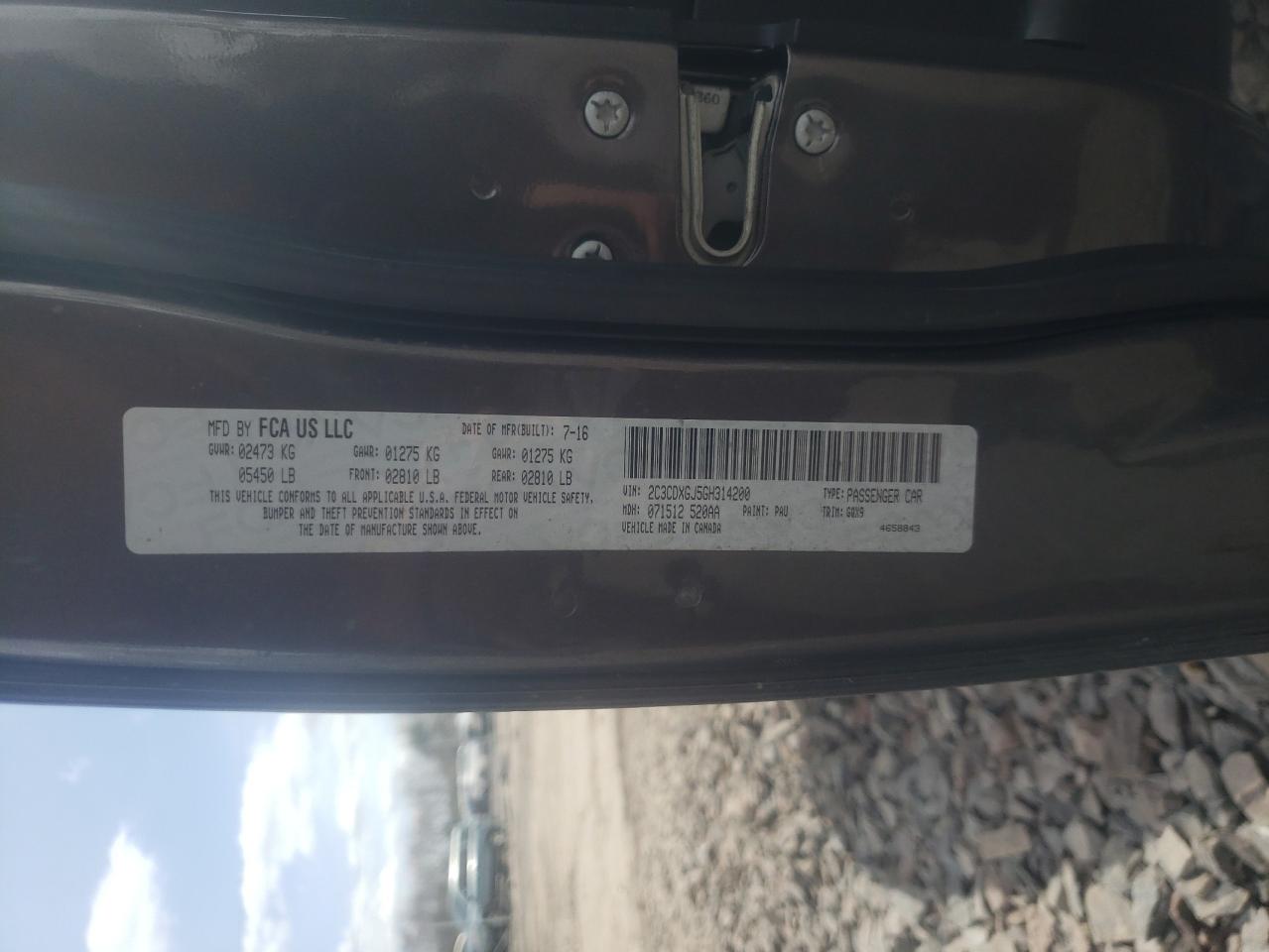 Photo 10 from auction – 2016 DODGE CHARGER R/ with VIN 2C3CDXGJ5GH314200