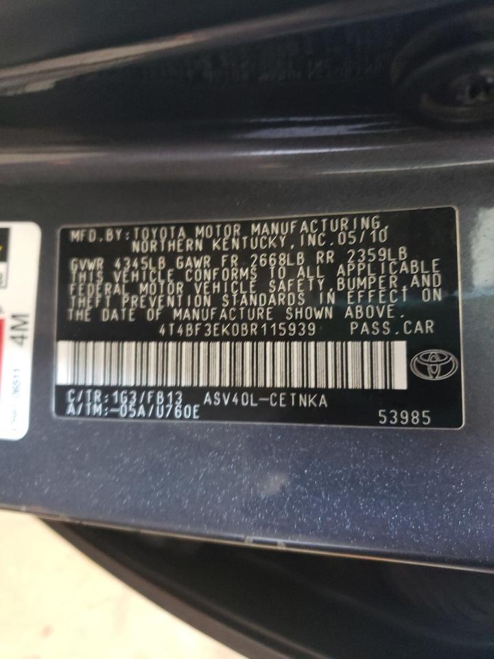 صورة رقم 10 من المزاد - 2011 TOYOTA CAMRY BASE مع VIN 4T4BF3EK0BR115939