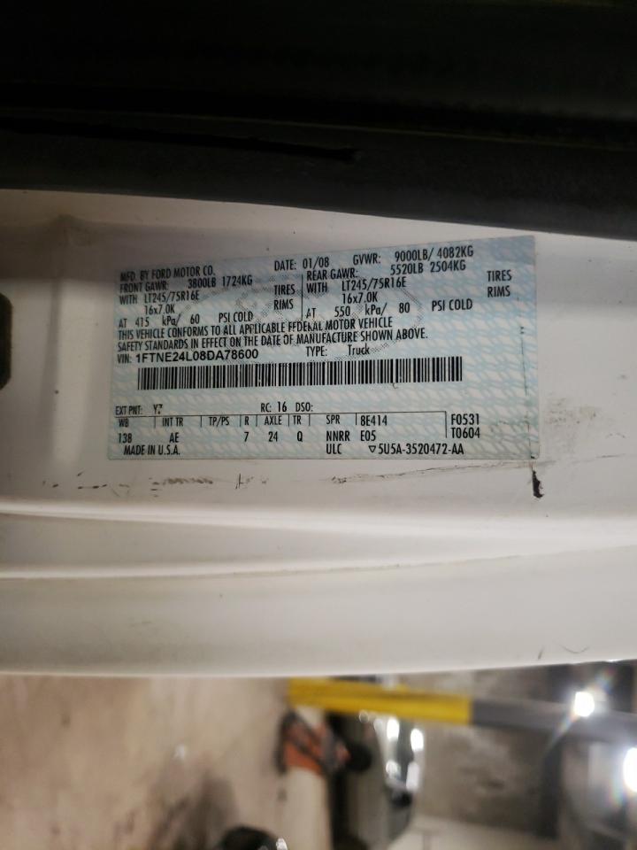 Photo 10 from auction – 2008 FORD ECONOLINE with VIN 1FTNE24L08DA78600