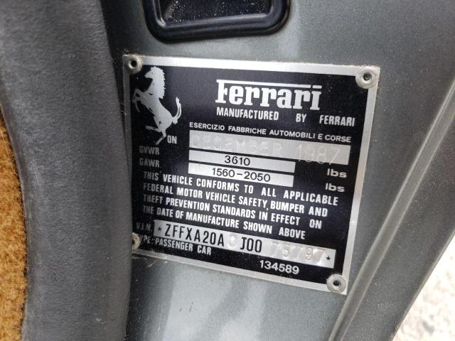 Photo 10 from auction – 1988 FERRARI 328 GTS with VIN ZFFXA20A9J0075797