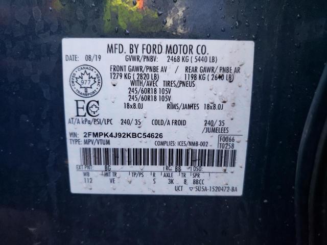 Photo 10 from auction – 2019 FORD EDGE SEL with VIN 2FMPK4J92KBC54626