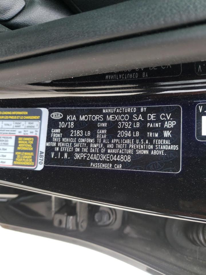 Photo 10 from auction – 2019 KIA FORTE FE with VIN 3KPF24AD3KE044808