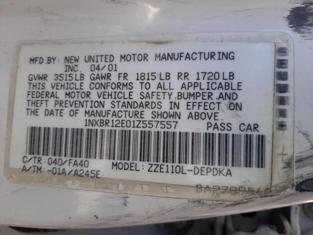 Photo 10 from auction – 2001 TOYOTA COROLLA CE with VIN 1NXBR12E01Z557557