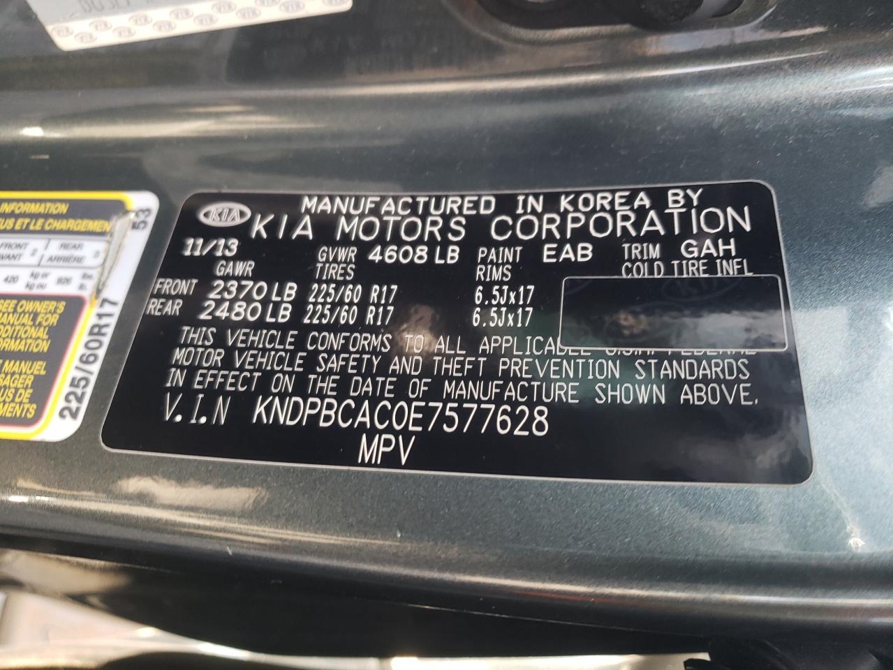Photo 10 from auction – 2014 KIA SPORTAGE L with VIN KNDPBCAC0E7577628