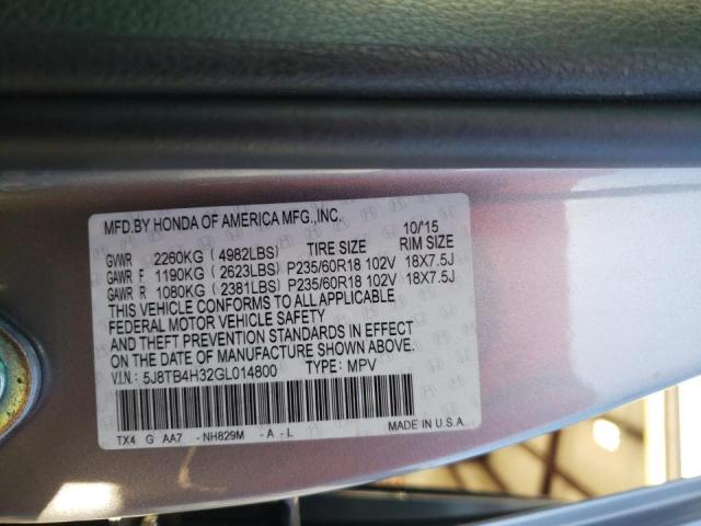 Photo 10 from auction – 2016 ACURA RDX with VIN 5J8TB4H32GL014800