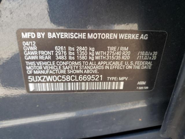 Photo 10 from auction – 2012 BMW X5 XDRIVE3 with VIN 5UXZW0C58CL669521