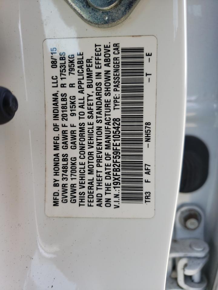 Photo 10 from auction – 2015 HONDA CIVIC LX with VIN 19XFB2F59FE105428
