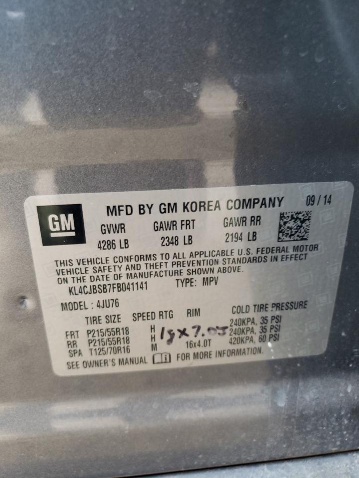 Photo 10 from auction – 2015 BUICK ENCORE CON with VIN KL4CJBSB7FB041141