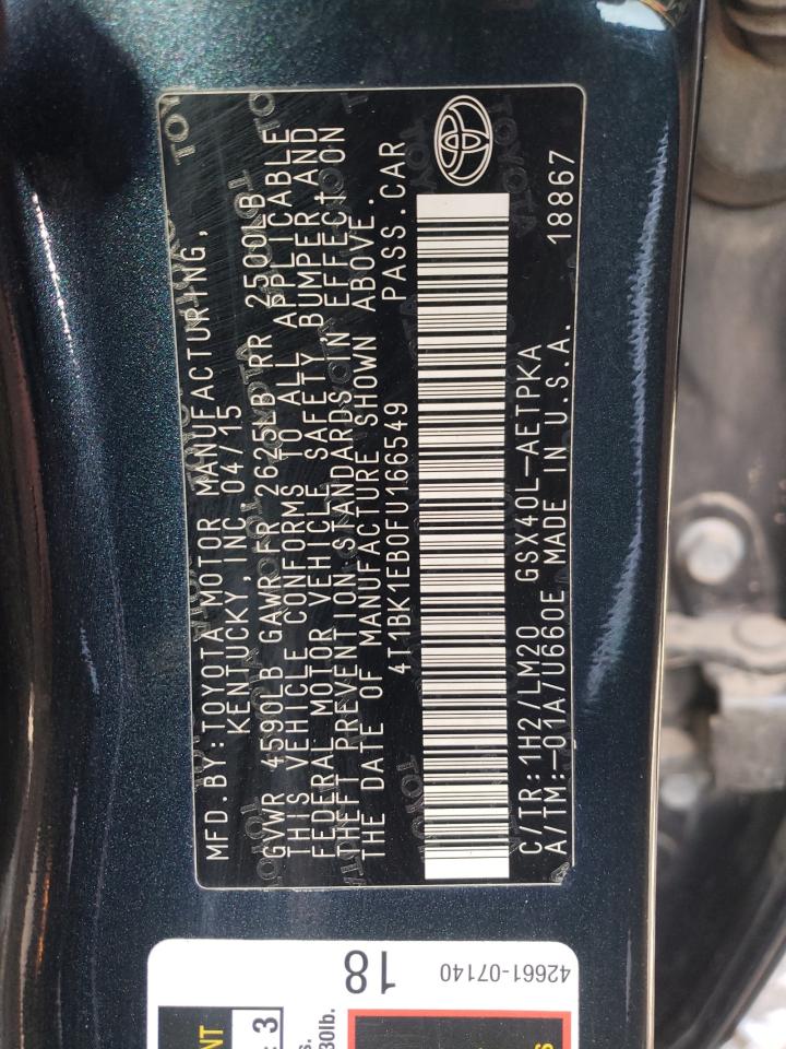 Photo 10 from auction – 2015 TOYOTA AVALON XLE with VIN 4T1BK1EB0FU166549