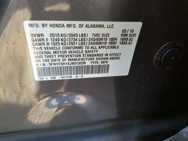 Photo 10 from auction – 2018 HONDA PILOT LX with VIN 5FNYF5H1XJB013238