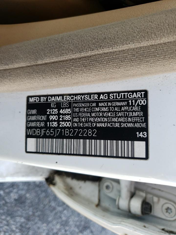 Photo 10 from auction – 2001 MERCEDES-BENZ E 320 with VIN WDBJF65J71B272282
