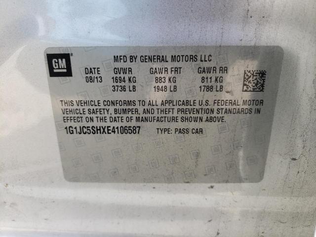 Photo 10 from auction – 2014 CHEVROLET SONIC LT with VIN 1G1JC5SHXE4106587