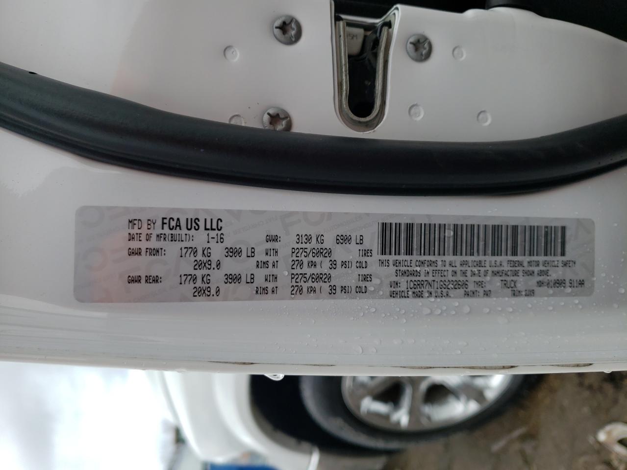 Photo 10 from auction – 2016 RAM 1500 LARAM with VIN 1C6RR7NT1GS232606