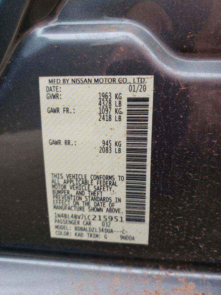 Photo 10 from auction – 2020 NISSAN ALTIMA S with VIN 1N4BL4BV7LC215951