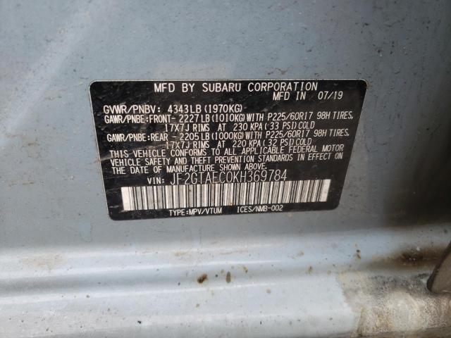 Photo 10 from auction – 2019 SUBARU CROSSTREK with VIN JF2GTAEC0KH369784