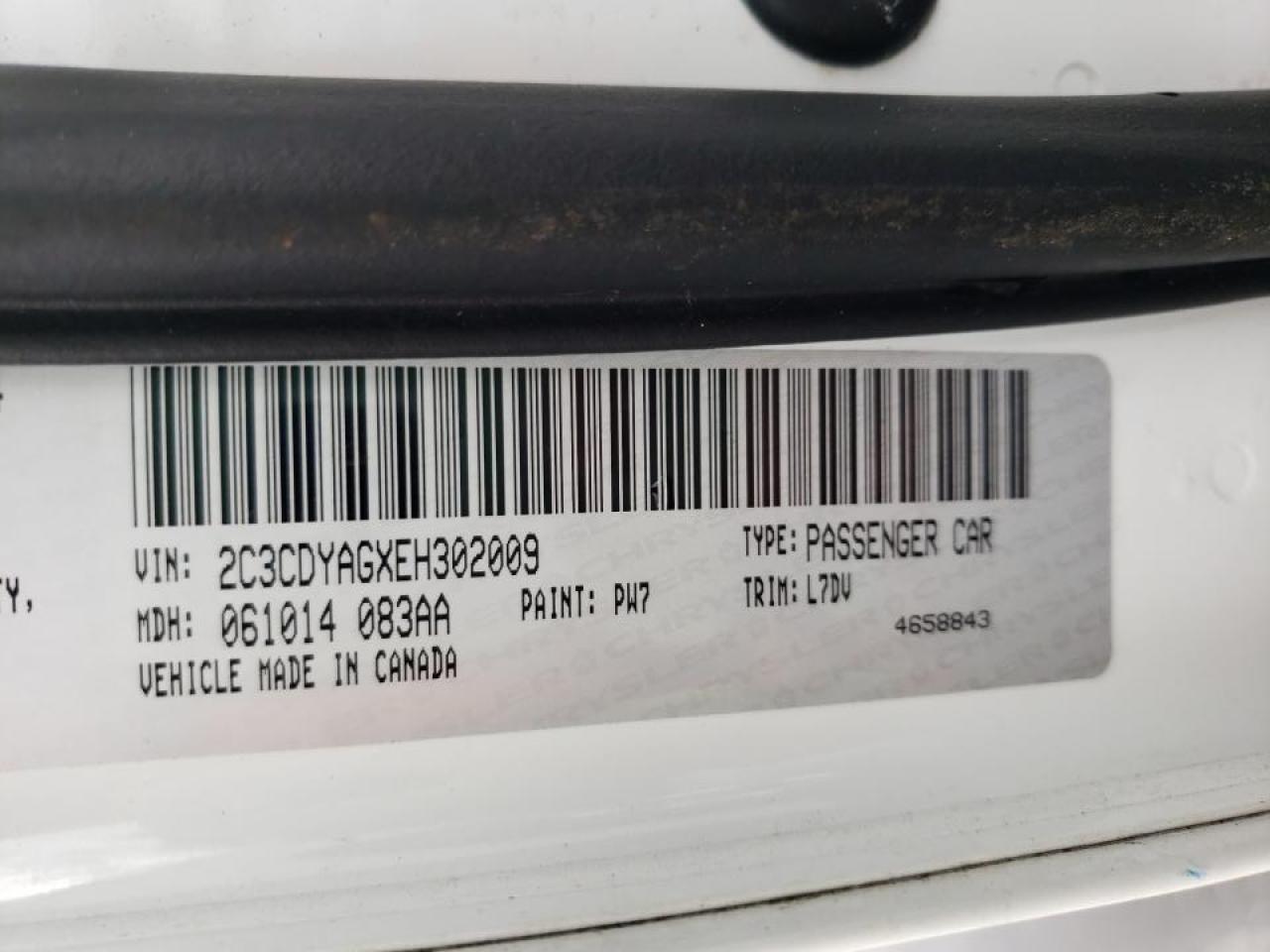 Photo 10 from auction – 2014 DODGE CHALLENGER with VIN 2C3CDYAGXEH302009
