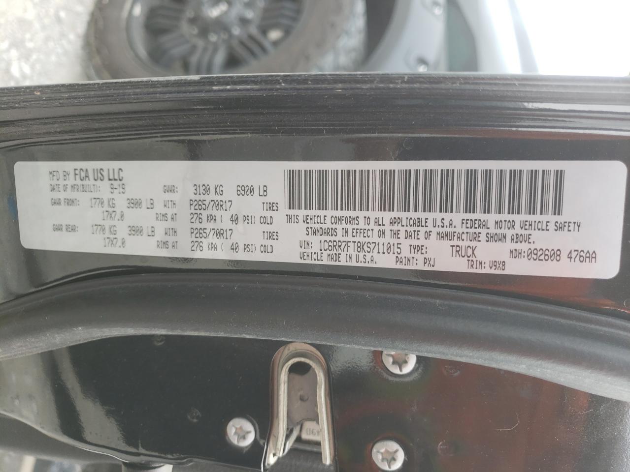 Photo 10 from auction – 2019 RAM 1500 CLASS with VIN 1C6RR7FT8KS711015