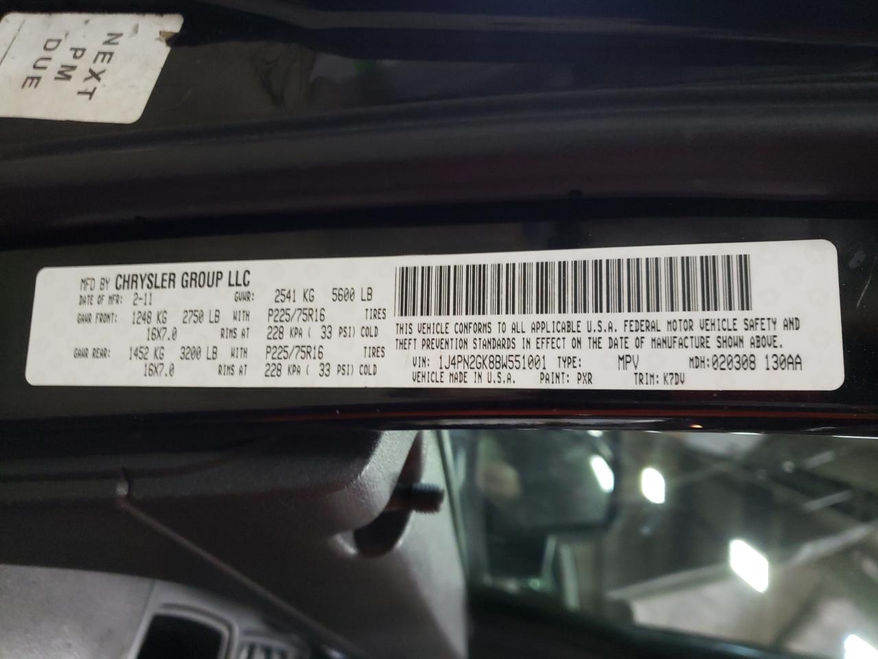 Photo 10 from auction – 2011 JEEP LIBERTY SP with VIN 1J4PN2GK8BW551001