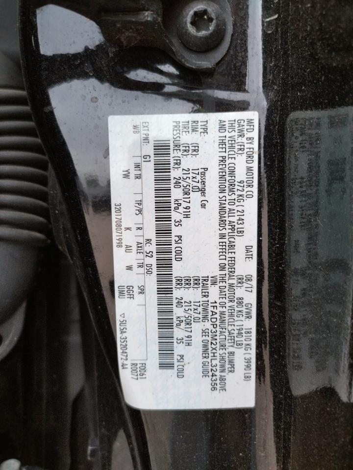 Photo 10 from auction – 2017 FORD FOCUS SEL with VIN 1FADP3M2XHL324356