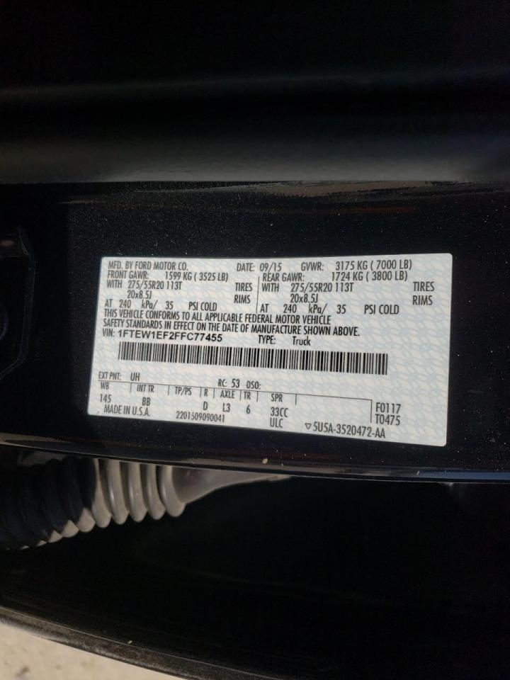 Photo 10 from auction – 2015 FORD F150 SUPER with VIN 1FTEW1EF2FFC77455