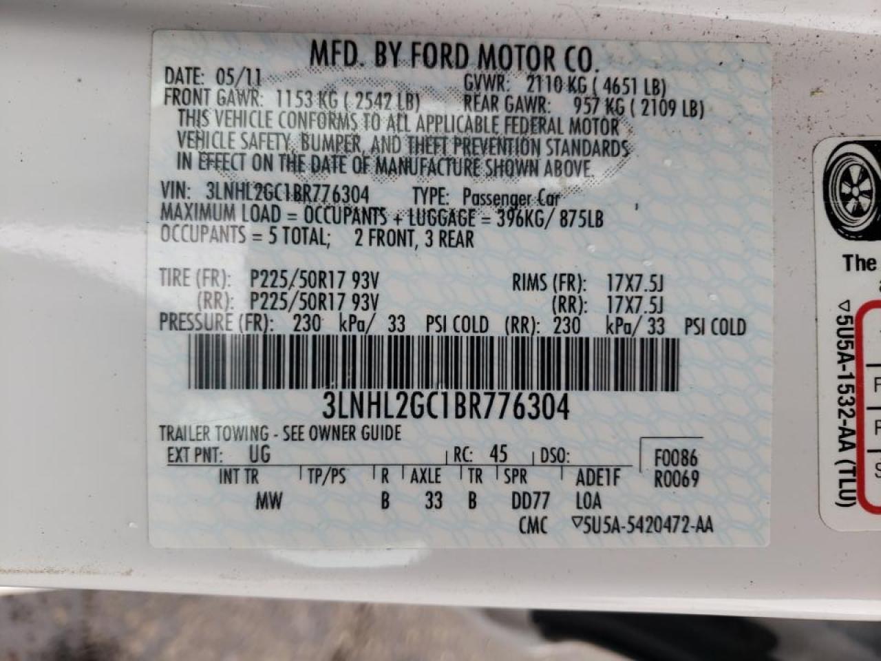 Photo 10 from auction – 2011 LINCOLN MKZ with VIN 3LNHL2GC1BR776304