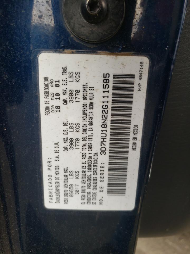 Photo 10 from auction – 2002 DODGE RAM 1500 with VIN 3D7HU18N22G111585