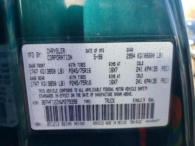 Photo 10 from auction – 1998 DODGE RAM 1500 with VIN 3B7HF12ZXWM279398