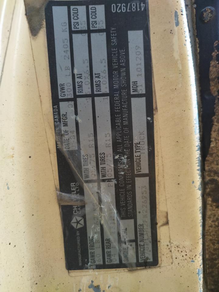 Photo 10 from auction – 1985 DODGE RAM VAN B1 with VIN 2B7GB13H2FK226953