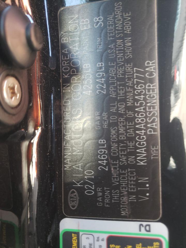 Photo 10 from auction – 2010 KIA OPTIMA LX with VIN KNAGG4A86A5436777