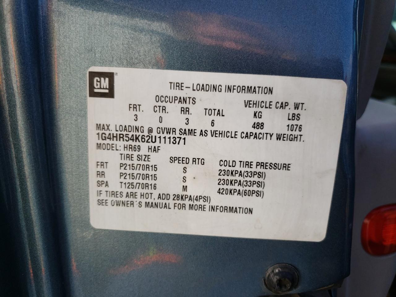 Photo 10 from auction – 2002 BUICK LESABRE LI with VIN 1G4HR54K62U111371