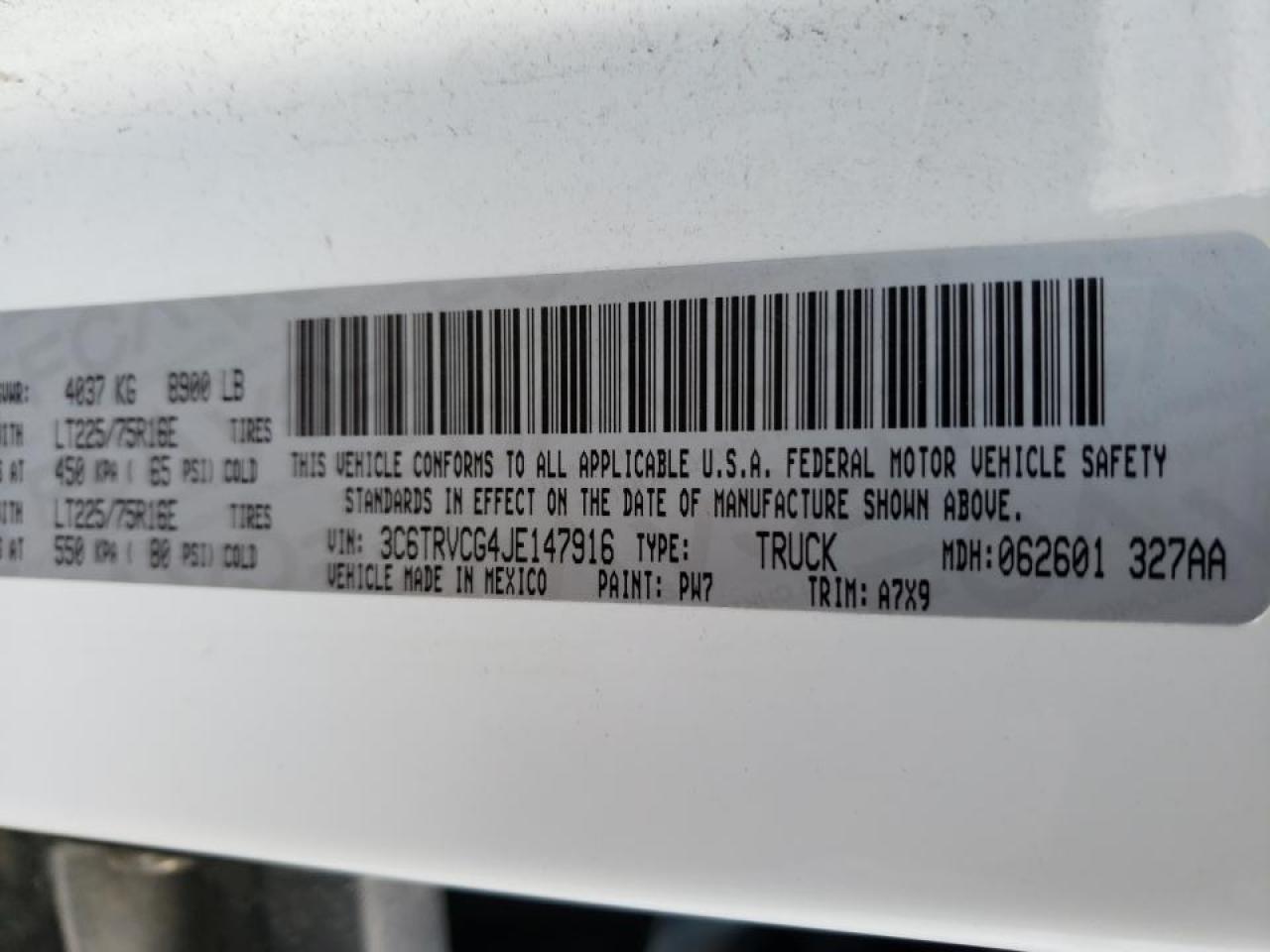 Photo 10 from auction – 2018 RAM PROMASTER with VIN 3C6TRVCG4JE147916