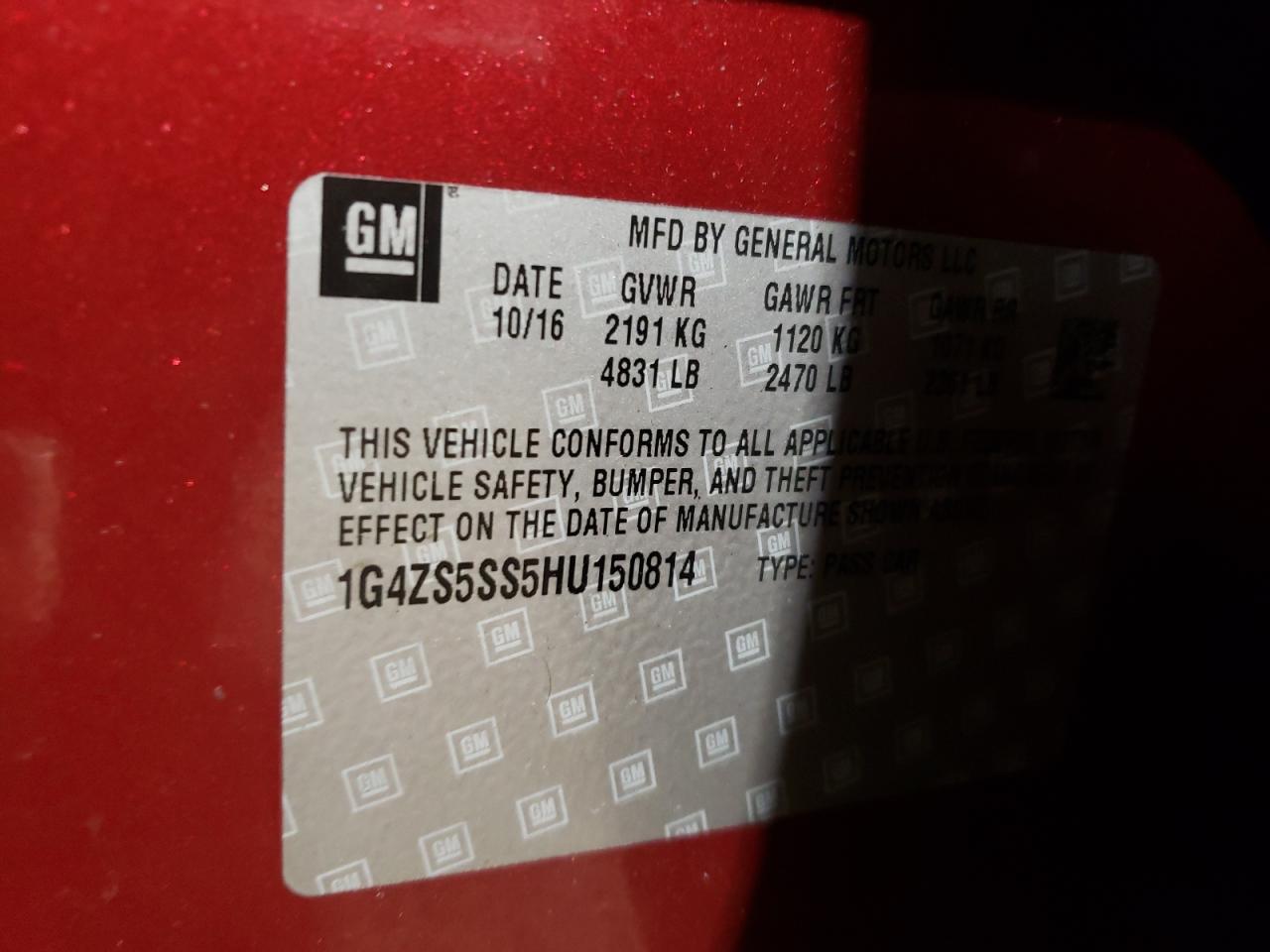 Photo 10 from auction – 2017 BUICK LACROSSE P with VIN 1G4ZS5SS5HU150814