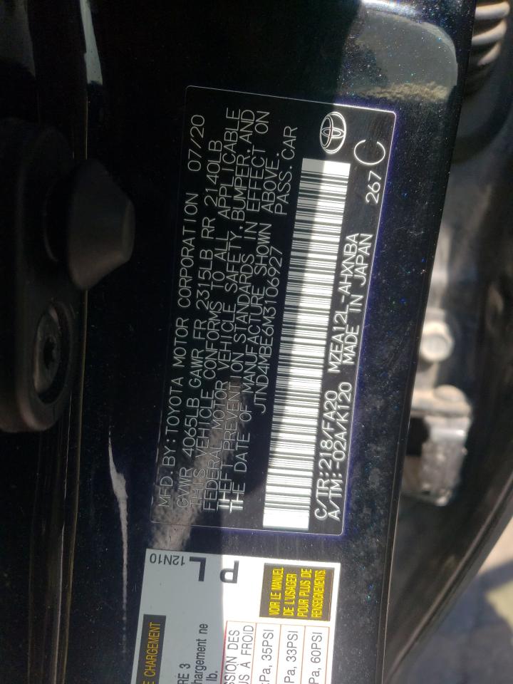 Photo 10 from auction – 2021 TOYOTA COROLLA SE with VIN JTND4MBE6M3106927