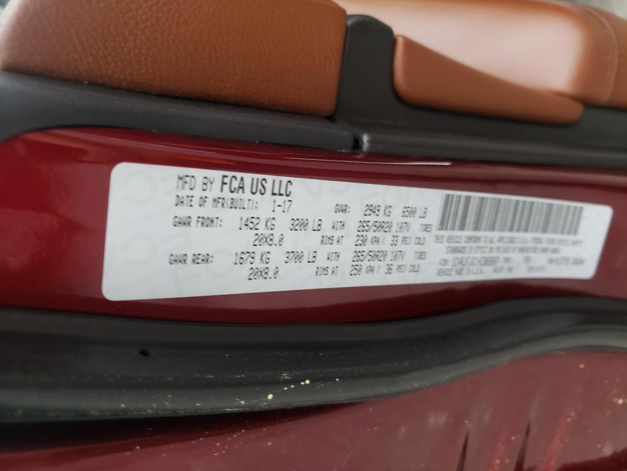 Photo 10 from auction – 2017 JEEP GRAND CHER with VIN 1C4RJFJG1HC803607