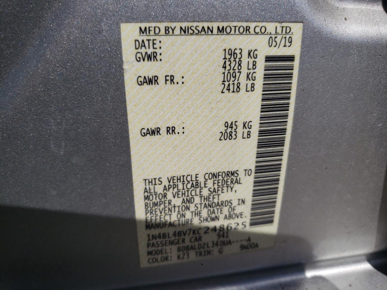 Photo 10 from auction – 2019 NISSAN ALTIMA S with VIN 1N4BL4BV7KC248625