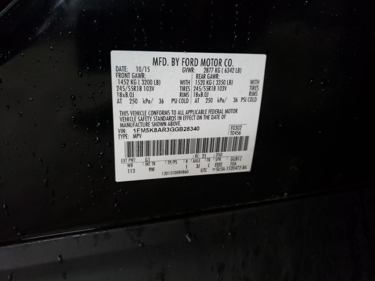 Photo 10 from auction – 2016 FORD EXPLORER P with VIN 1FM5K8AR3GGB28340