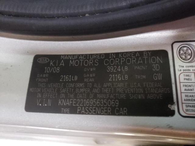 Photo 10 from auction – 2009 KIA SPECTRA EX with VIN KNAFE221695635069