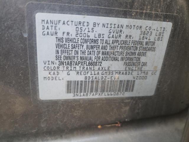 Photo 10 from auction – 2015 NISSAN SENTRA S with VIN 3N1AB7APXFL660872