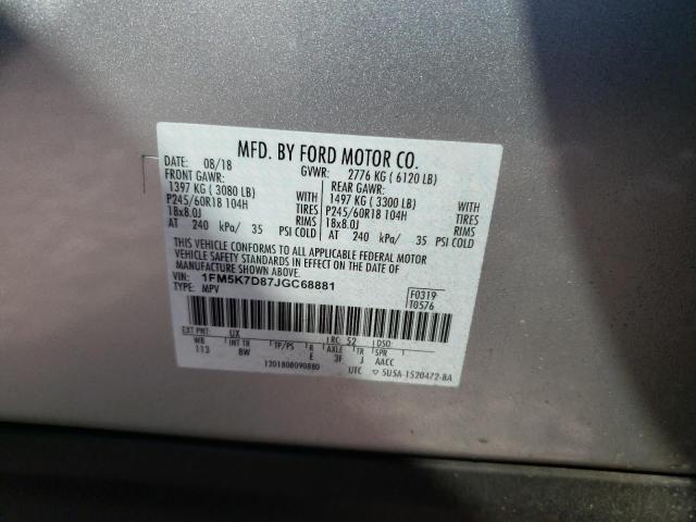 Photo 10 from auction – 2018 FORD EXPLORER X with VIN 1FM5K7D87JGC68881