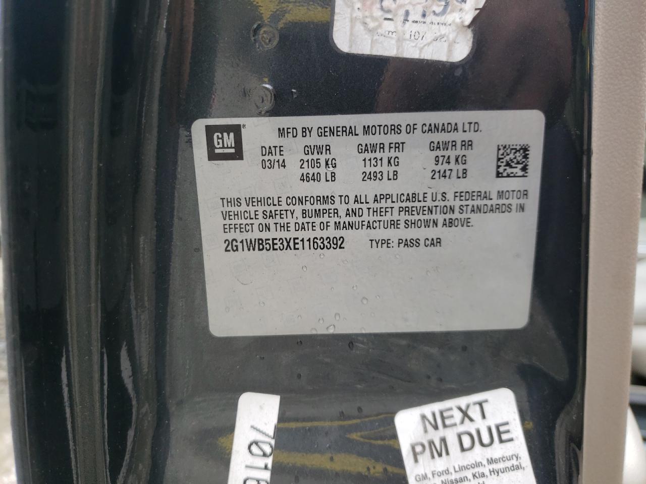 Photo 10 from auction – 2014 CHEVROLET IMPALA LIM with VIN 2G1WB5E3XE1163392