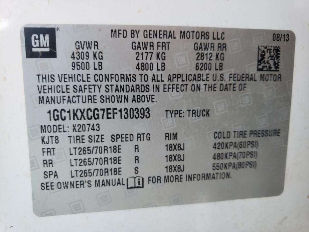 Photo 10 from auction – 2014 CHEVROLET SILVERADO with VIN 1GC1KXCG7EF130393