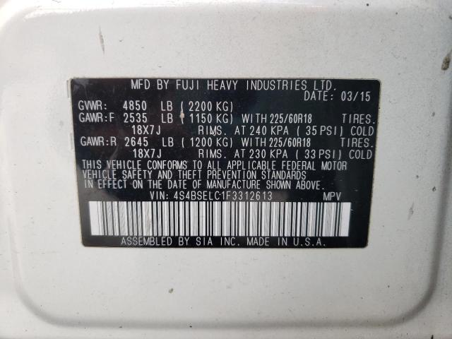 Photo 10 from auction – 2015 SUBARU OUTBACK 3. with VIN 4S4BSELC1F3312613