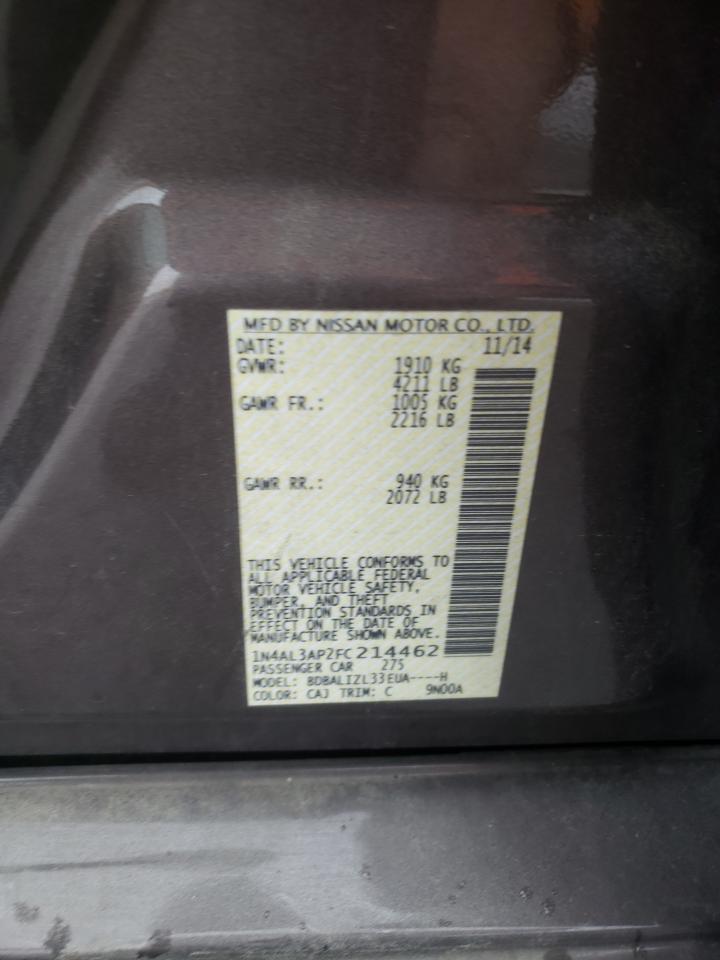 Photo 10 from auction – 2015 NISSAN ALTIMA 2.5 with VIN 1N4AL3AP2FC214462