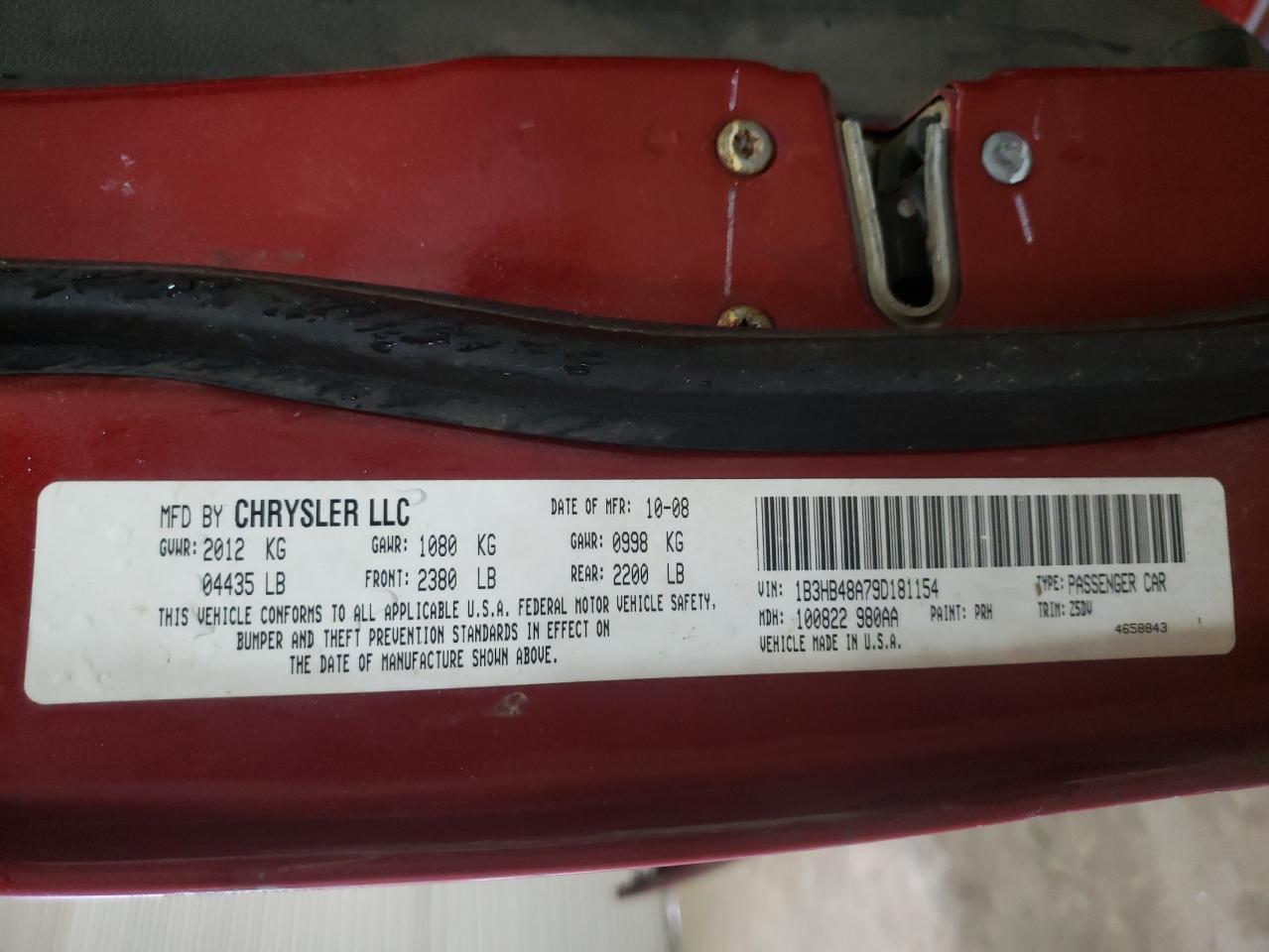 Photo 10 from auction – 2009 DODGE CALIBER SX with VIN 1B3HB48A79D181154