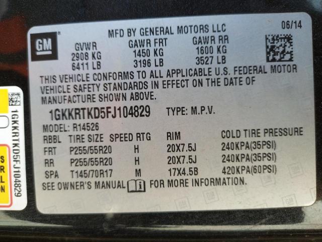 Photo 10 from auction – 2015 GMC ACADIA DEN with VIN 1GKKRTKD5FJ104829